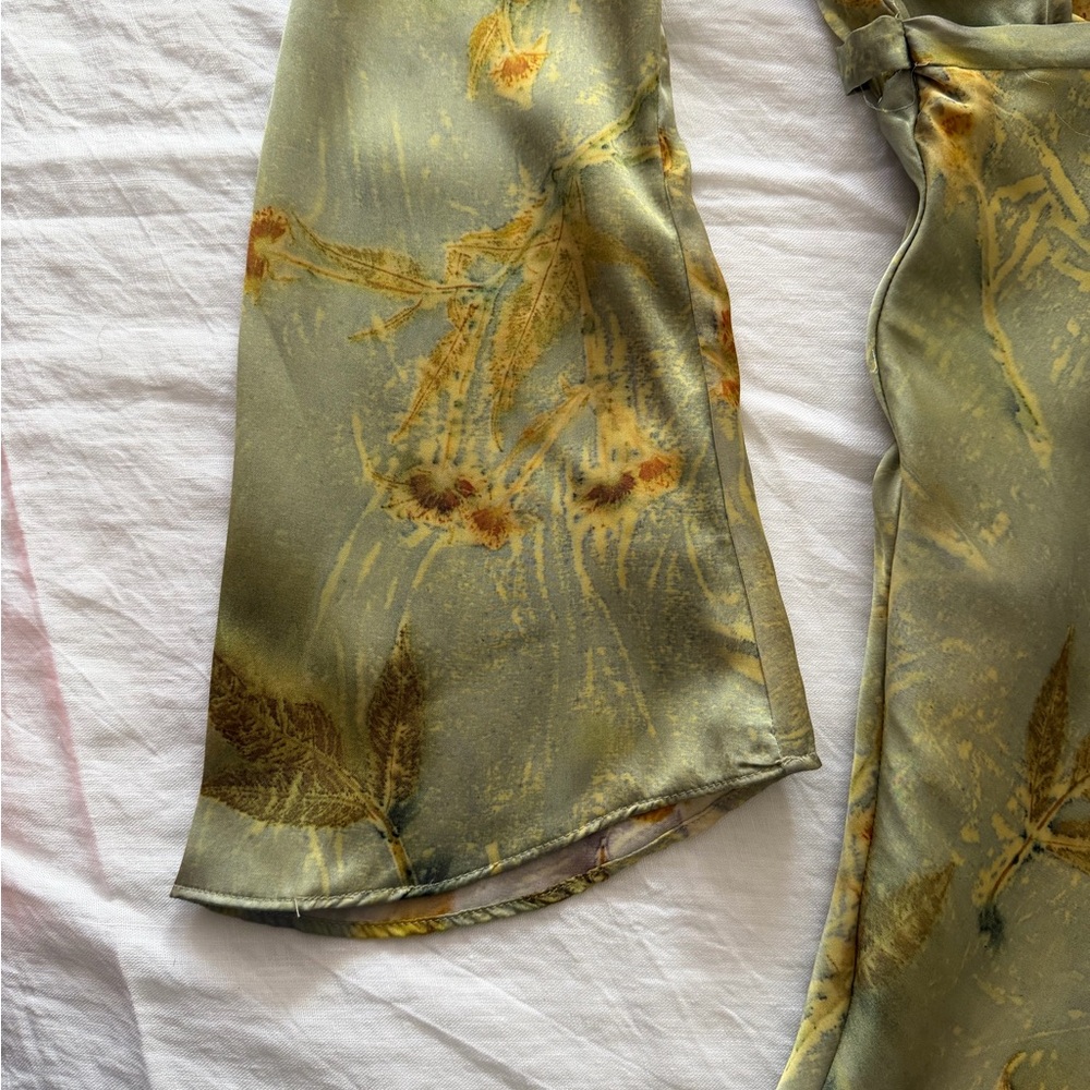 Zara Kimono Style Wrap Dress Long Sleeve Floral Satin S Small - Picture 5 of 11